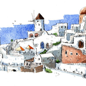 aquarelle santorin oia