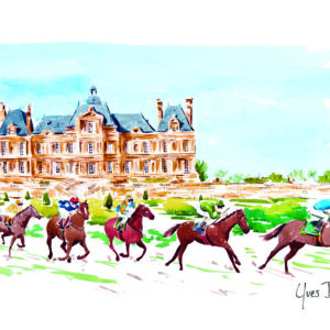 Carte de vœux, course de chevaux au Château de Maisons Laffitte