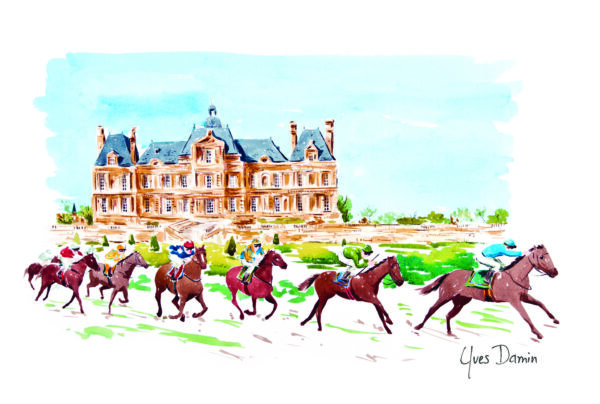 Carte de vœux, course de chevaux au Château de Maisons Laffitte