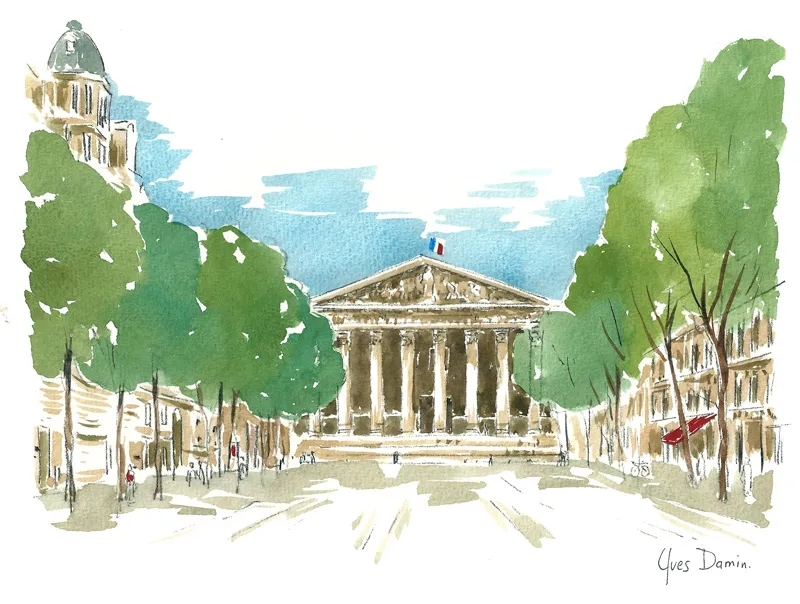 aquarelle de la Place de la Madeleine