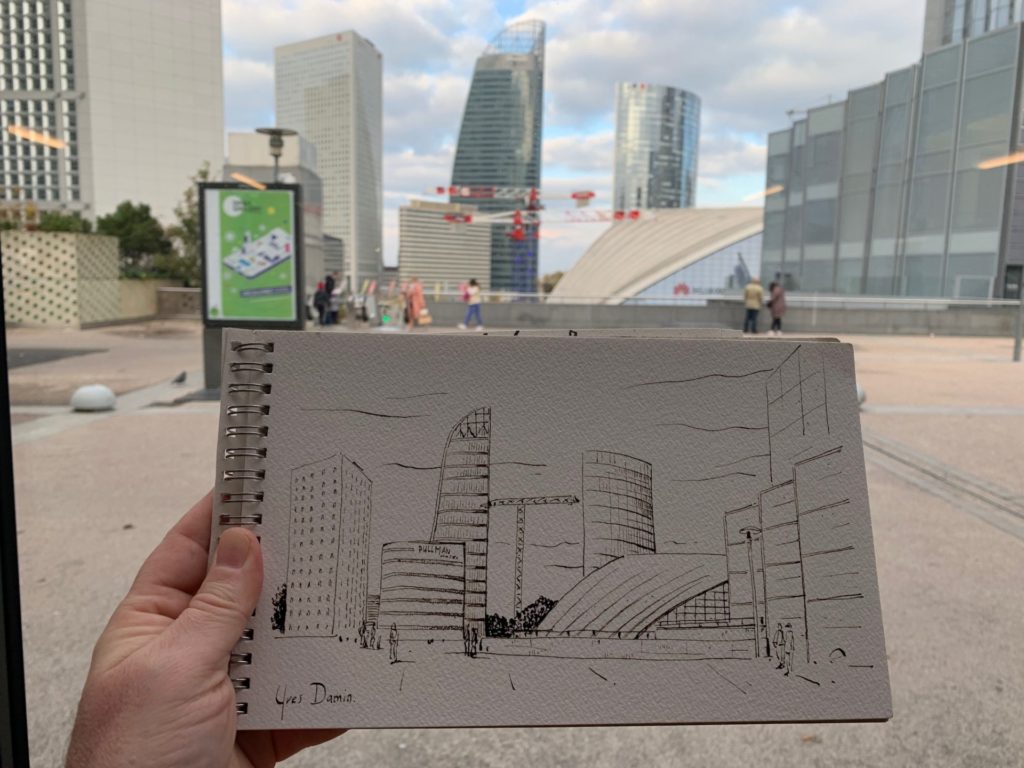 dessin à l'encre à Pairs la Défense