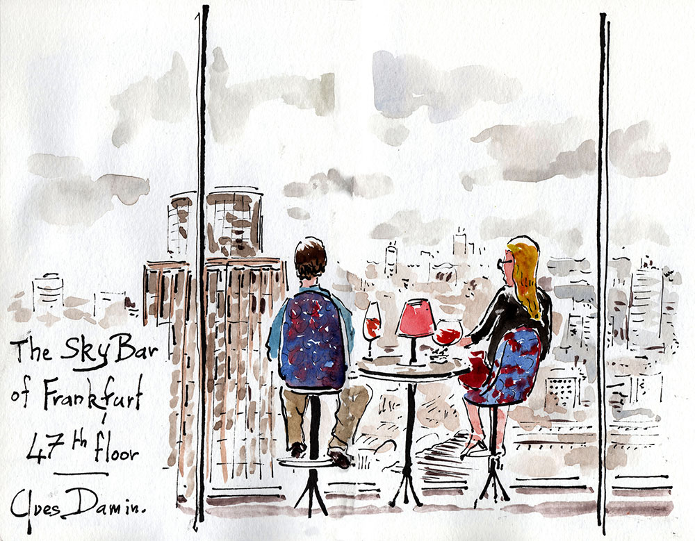 peinture pour le menu du restaurant du rooftop Skybar de Francfort